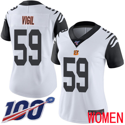 Cincinnati Bengals Limited White Women Nick Vigil Jersey NFL Footballl #59 100th Season Rush Vapor Untouchable